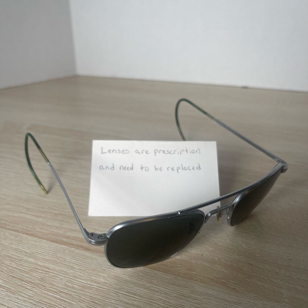 Vintage Randolph Engineering 6 1/2 Aviator Sunglasses Matte Chrome FRAMES ONLY